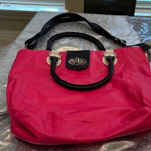 Pink Tote Handbag with Black Trim - Fashionable Everyday Carry